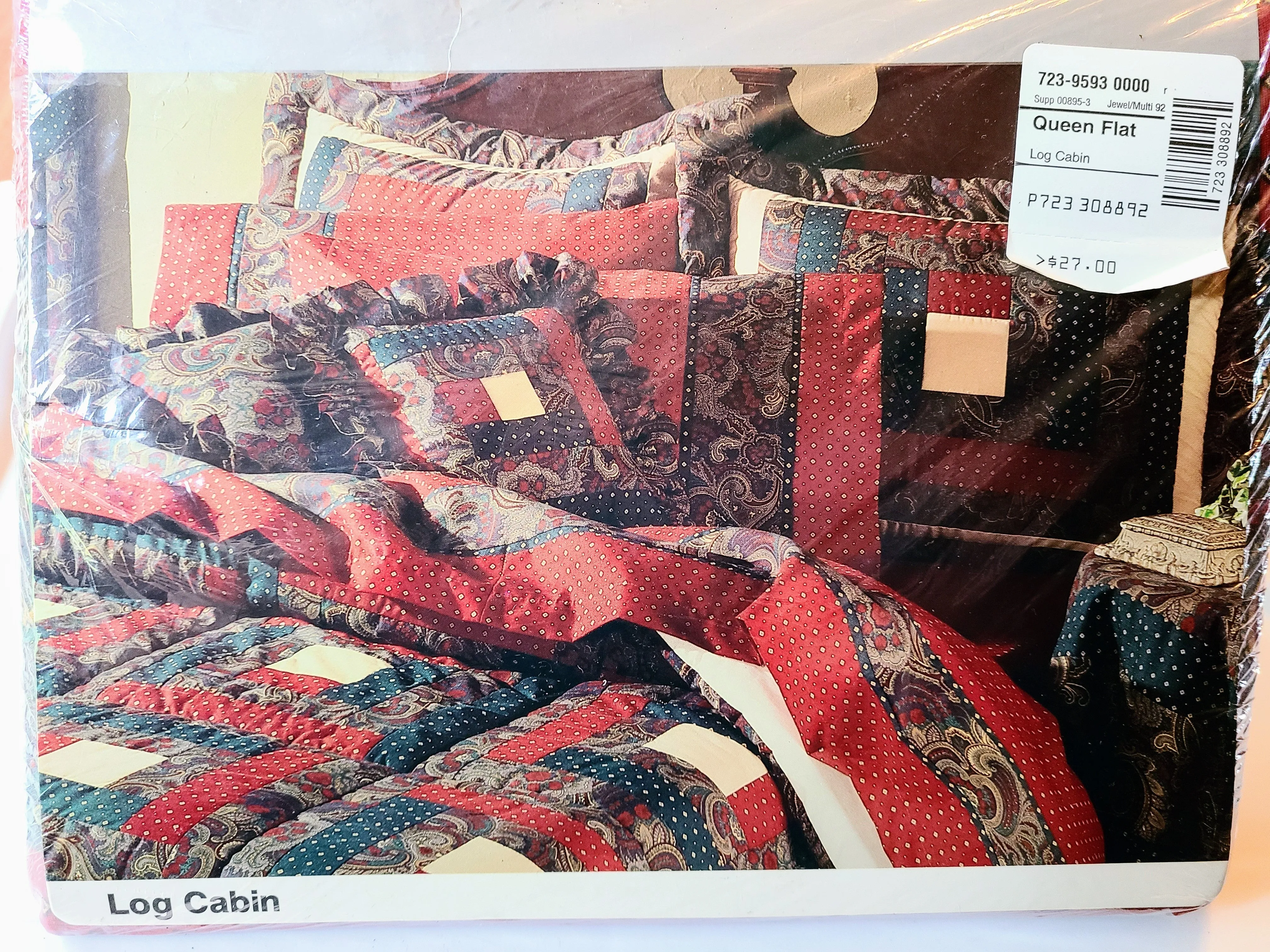 Vintage Bed Sheet Set - Queen - Log Cabin - BDQST398