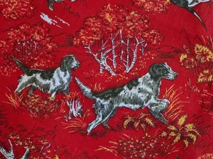 Vintage Fabric - Cotton - Dogs Spaniel Pointer  - Fabric Remnant - VCW516