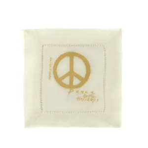 Walter Knabe Hand Printed Cocktail Napkin Set Peace For The Holidays Gold/Silver Variety