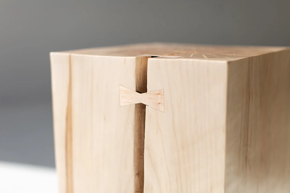 Wood Side Table with Bowties - 1823