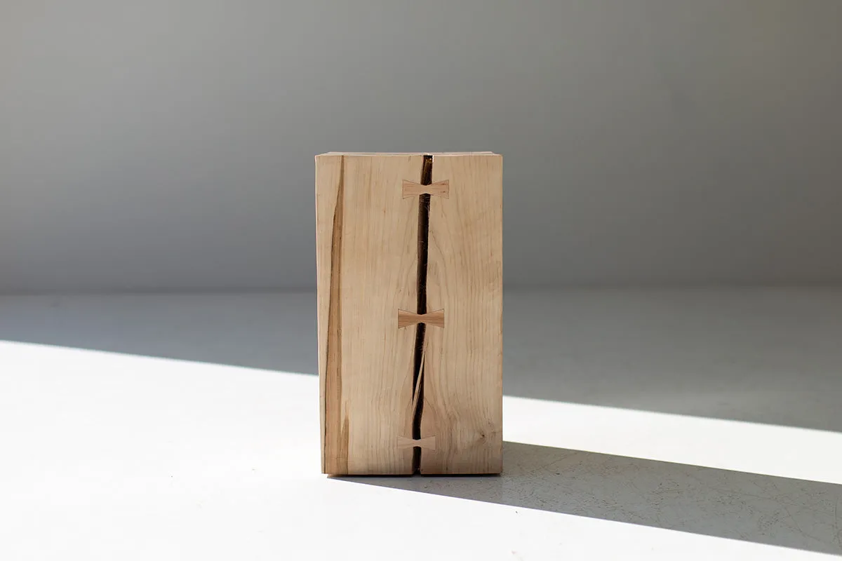 Wood Side Table with Bowties - 1823