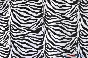 Zebra Flocking Taffeta | Flocking Velvet Zebra on Taffeta Fabric | 60" Wide | Curtains, Apparel, Cosplay, Costume, Decor |